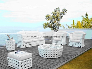 Canapé fauteuil salon de jardin en résine tressée