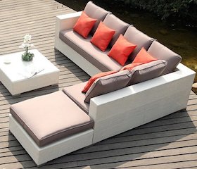 Canapé fauteuil salon de jardin en résine tressée