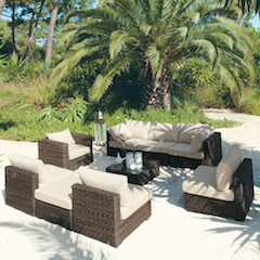 Canapé fauteuil salon de jardin en résine tressée