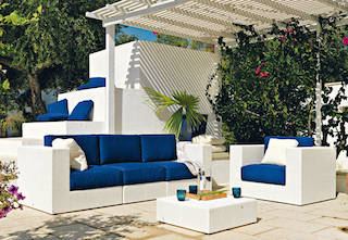 Canapé fauteuil salon de jardin en résine tressée