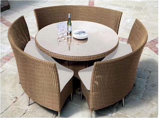 table, a, manger, en, rotin, en, resine, tressée,