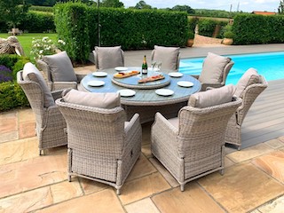 table, a, manger, en, rotin, en, resine, tressée,