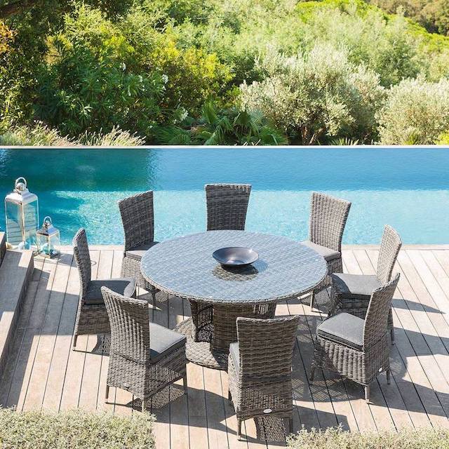 salon, de, jardin, en, rotin