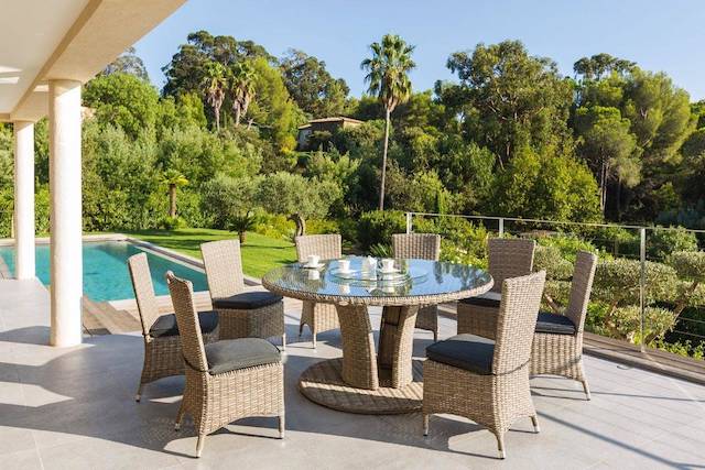 table, de, de, jardin, en, rotin, tressee, resine