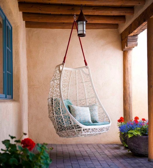 Balancelle, de, jardin, résine, tressée, 
