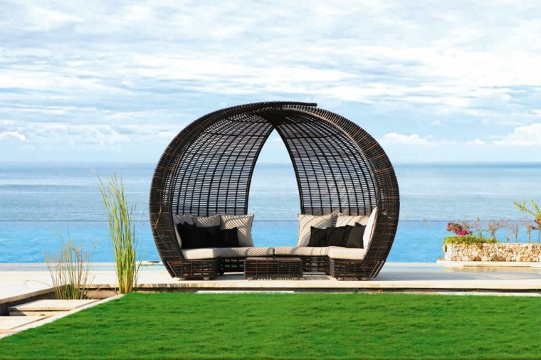 Lit, de, jardin, en, résine, tressée, fabricant, Casablanca, Marrakech, Agadir, Rabat,     