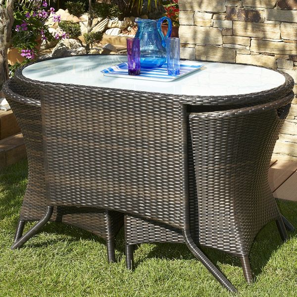 Table, haute,  de, jardin, en, résine, tressée, 
