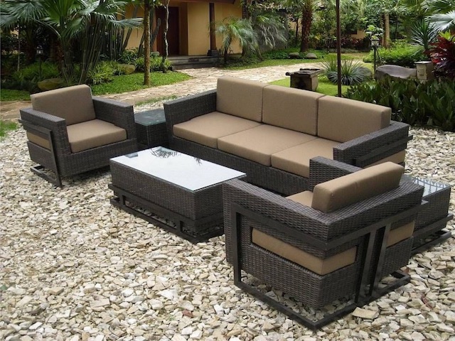 Salon, de, jardin, en, rotin, tressée, Maroc, France 