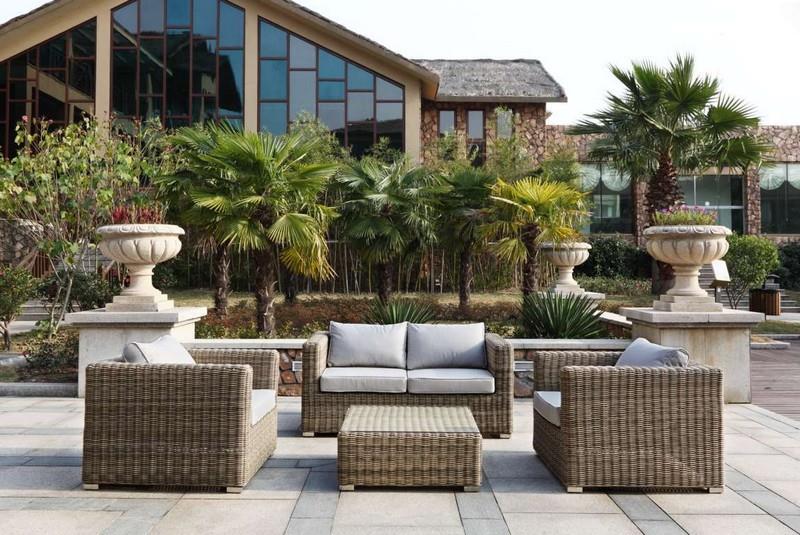 Salon, de, jardin, en, rotin, tressée, Maroc, France