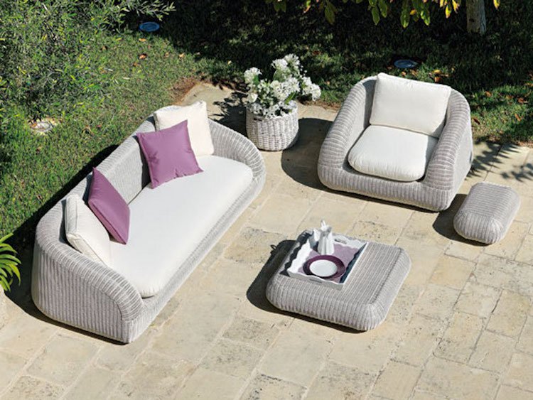 Salon, de, jardin, en, rotin, tress&eacute;e, Maroc, France 