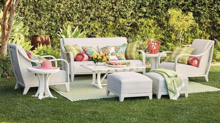 Salon, de, jardin, en, rotin, tress&eacute;e, Maroc, France 