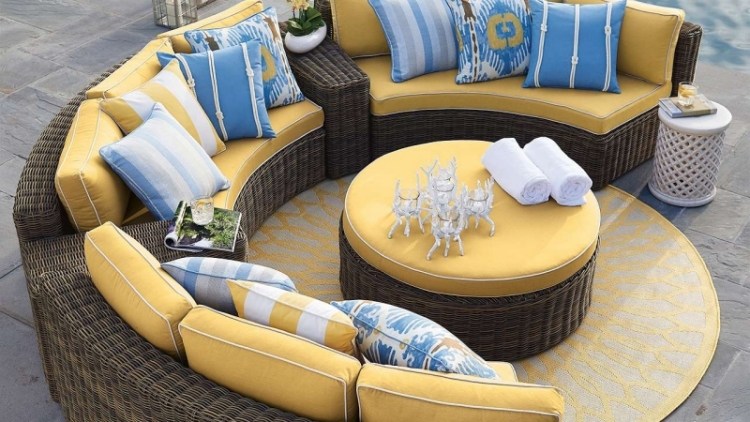 Salon, de, jardin, en, rotin, tress&eacute;e, Maroc, France 