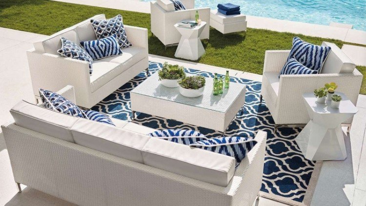 Salon, de, jardin, en, rotin, tress&eacute;e, Maroc, France 