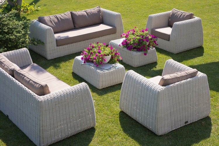 Salon, de, jardin, en, rotin, tress&eacute;e, Maroc, France 