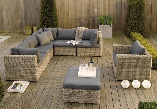 Salon, de, jardin, en, rotin, tress&eacute;e, Maroc, France 