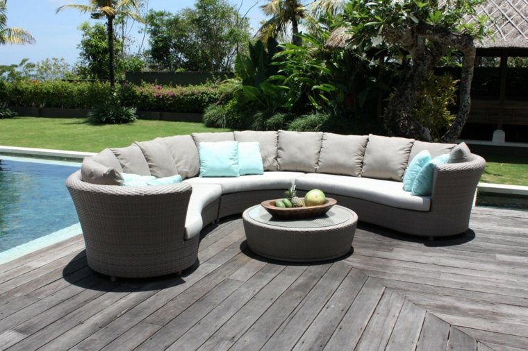 Salon, de, jardin, en, rotin, tress&eacute;e, Maroc, France 