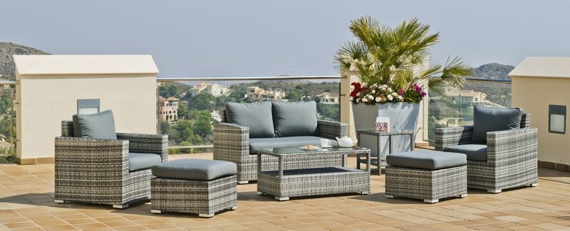 Salon, de, jardin, en, rotin, tressée, Maroc, France 