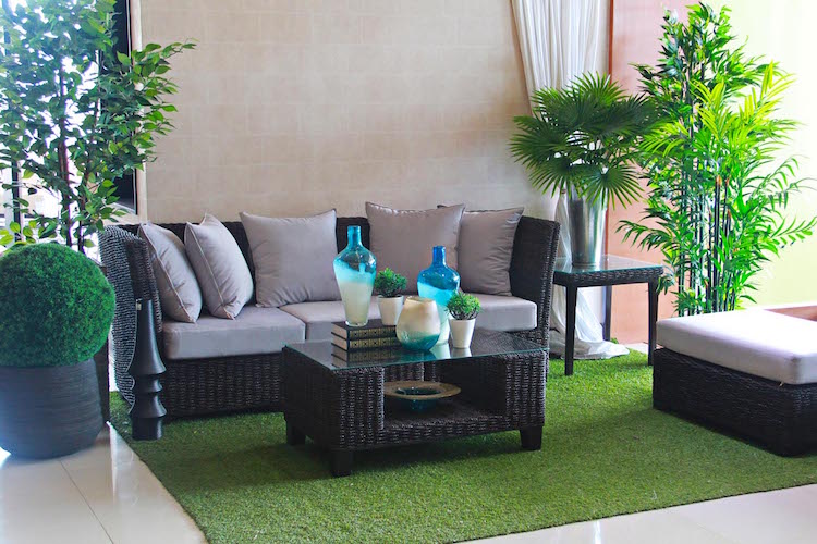 Salon, de, jardin, en, rotin, tress&eacute;e, Maroc, France 