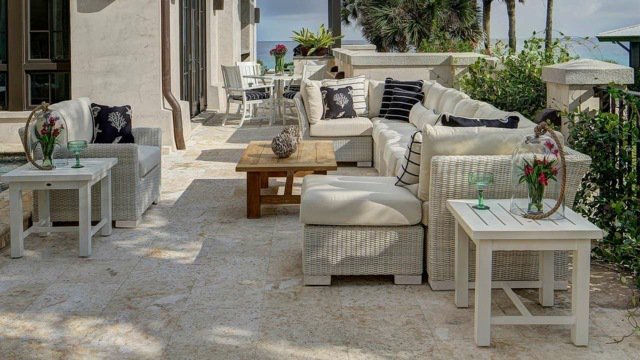 Salon, de, jardin, en, rotin, tress&eacute;e, Maroc, France 
