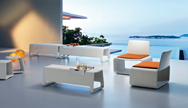 Salon, de, jardin, en, rotin, tress&eacute;e, Maroc, France 