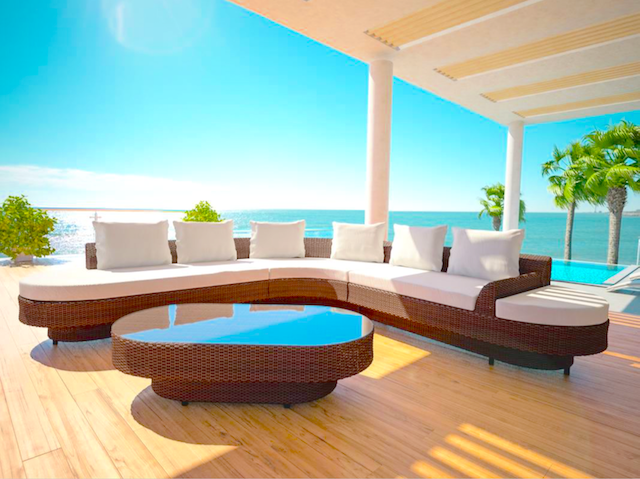 salon, de, jardin, en, rotin