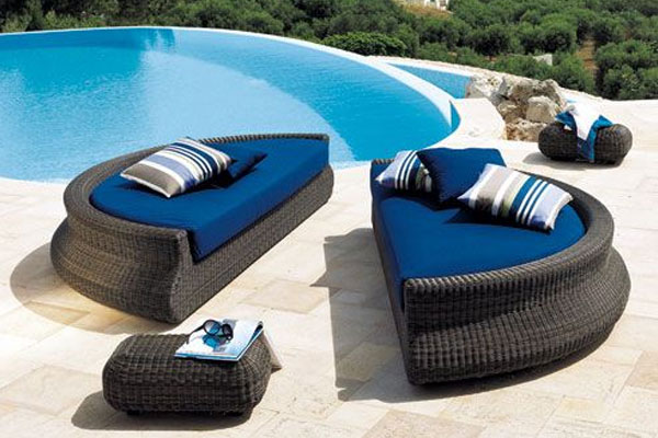 Salon, de, jardin, en, rotin, tress&eacute;e 