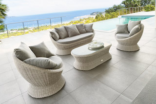 Salon, de, jardin, en, rotin, tressée 