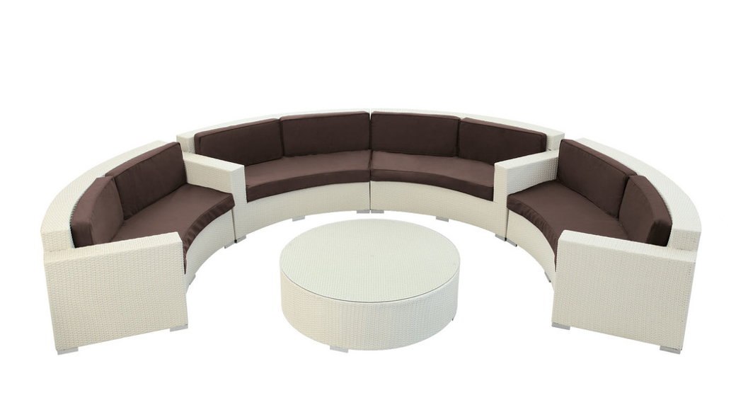 Salon, de, jardin, en, rotin, tress&eacute;e 