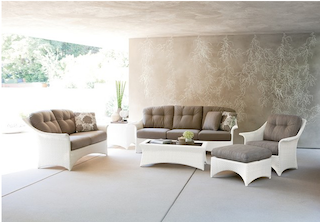 Salon, de, jardin, en, rotin, tressée 