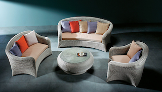 Salon, de, jardin, en, rotin, tressée 