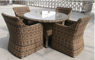 rotin, table, de, jardin